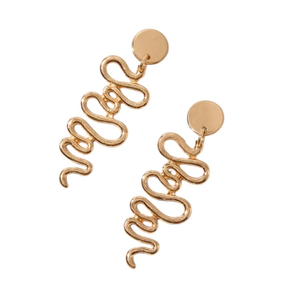 Gold-tone Snake Wiggle 3" Drop Earrings